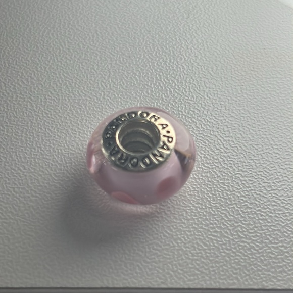 Pandora glass bead pink with pink polka dots - Picture 2 of 4